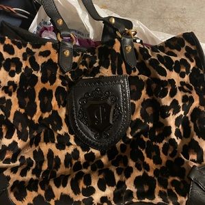 Juicy couture velvet leopard tote